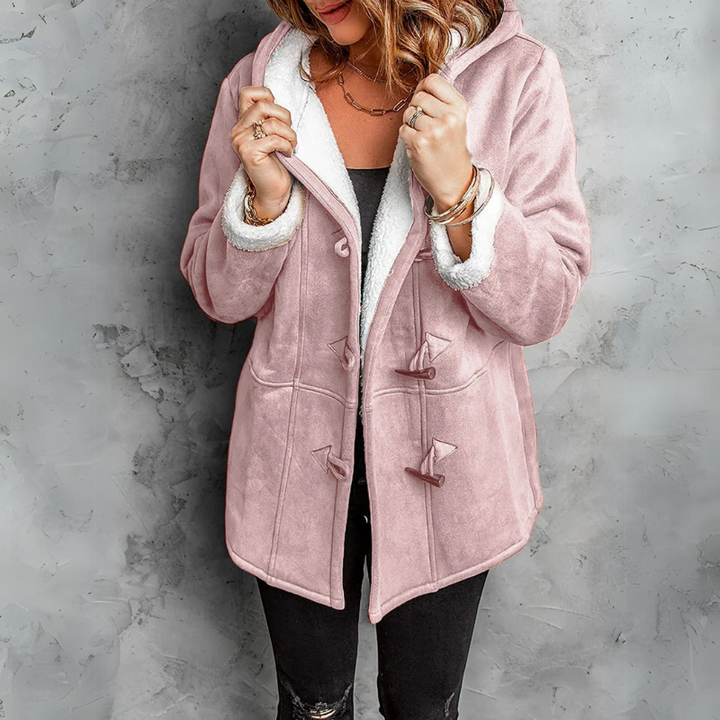 Plush women's Aspen fleece toggle coat, a warm & cozy winter jacket for ultimate style & protection.