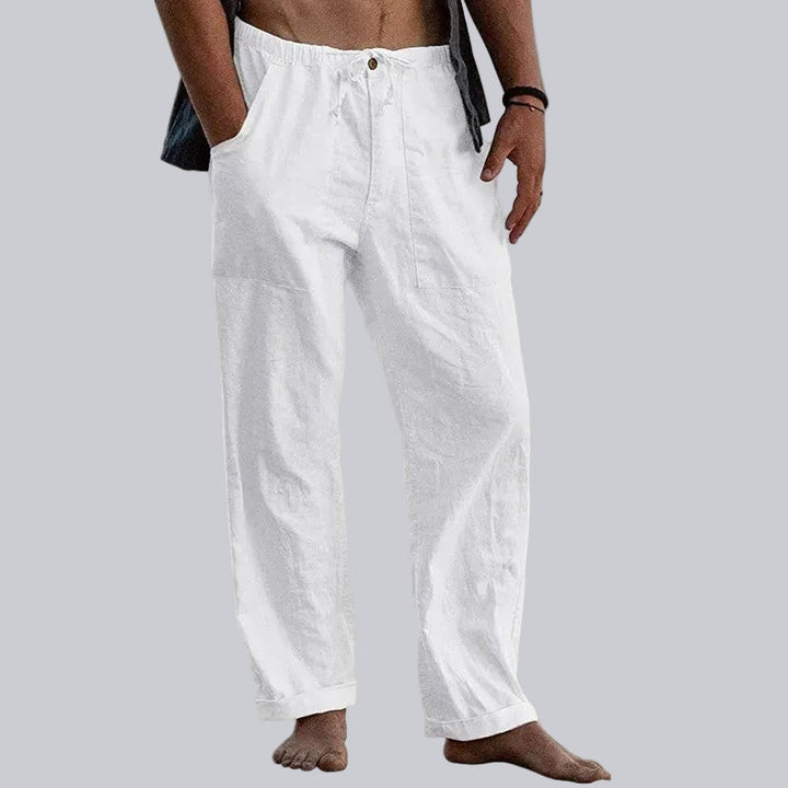 Men's lightweight wide-leg summer trousers, perfect for casual style & warm weather comfort.