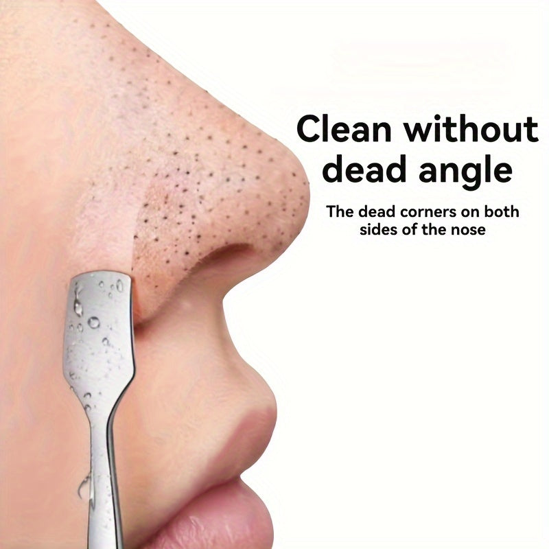 Skincare facial tool for clear skin: double-ended blackhead & blemish extractor for deep pore cleansing.