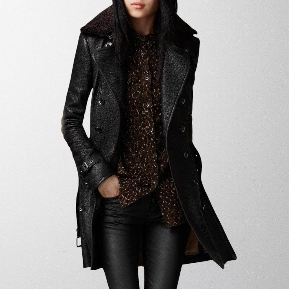 Sleek women's tailored coat, modern and sophisticated. Perfect for office wear or an evening out. Chic outerwear.