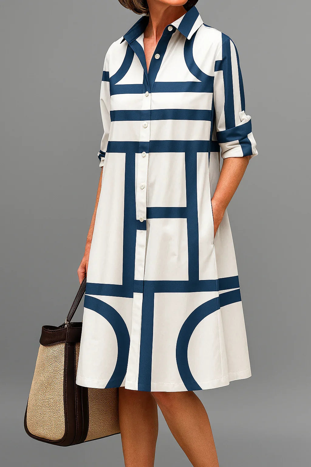 Carefree ladies' summer midi dress. Loose fit, comfortable and stylish for everyday wear or vacation.