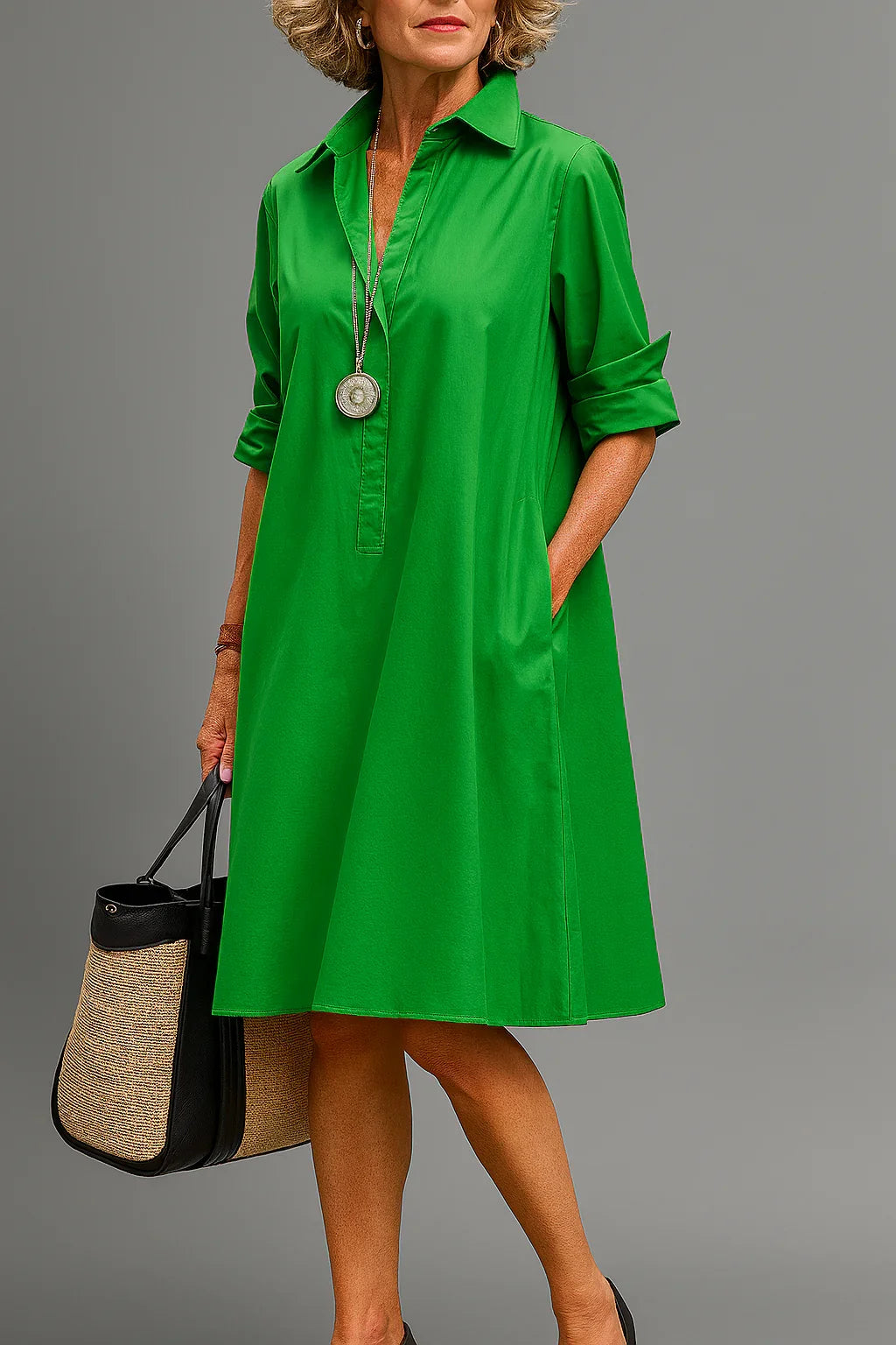 Flowy women's midi dress, designed for ultimate comfort & effortless summer fashion. Casual yet elegant.