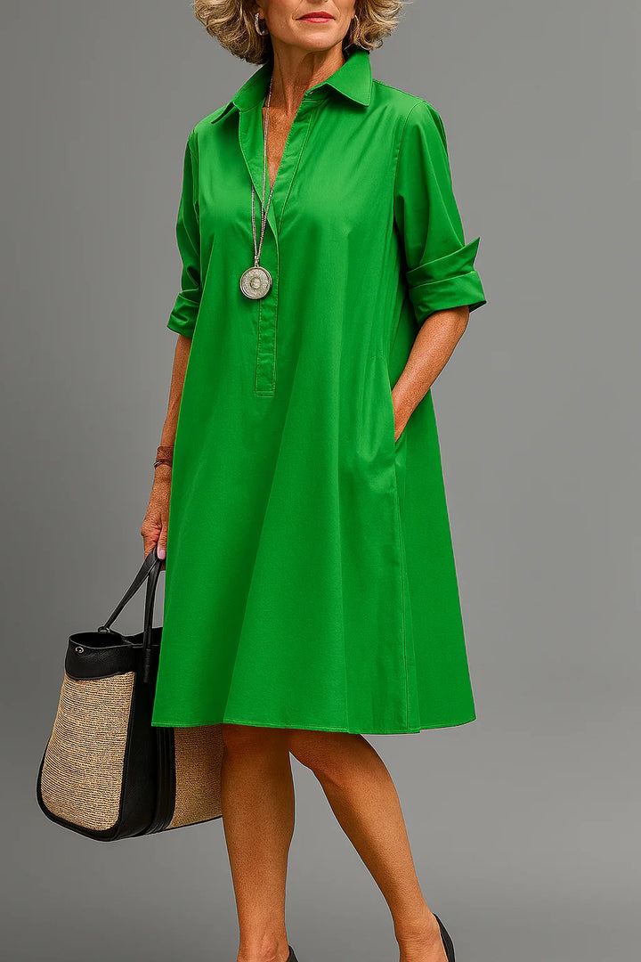 Flowy women's midi dress, designed for ultimate comfort & effortless summer fashion. Casual yet elegant.