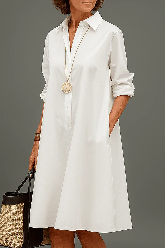 Elegant and comfortable women's midi dress with a loose fit, perfect for casual spring and summer style.