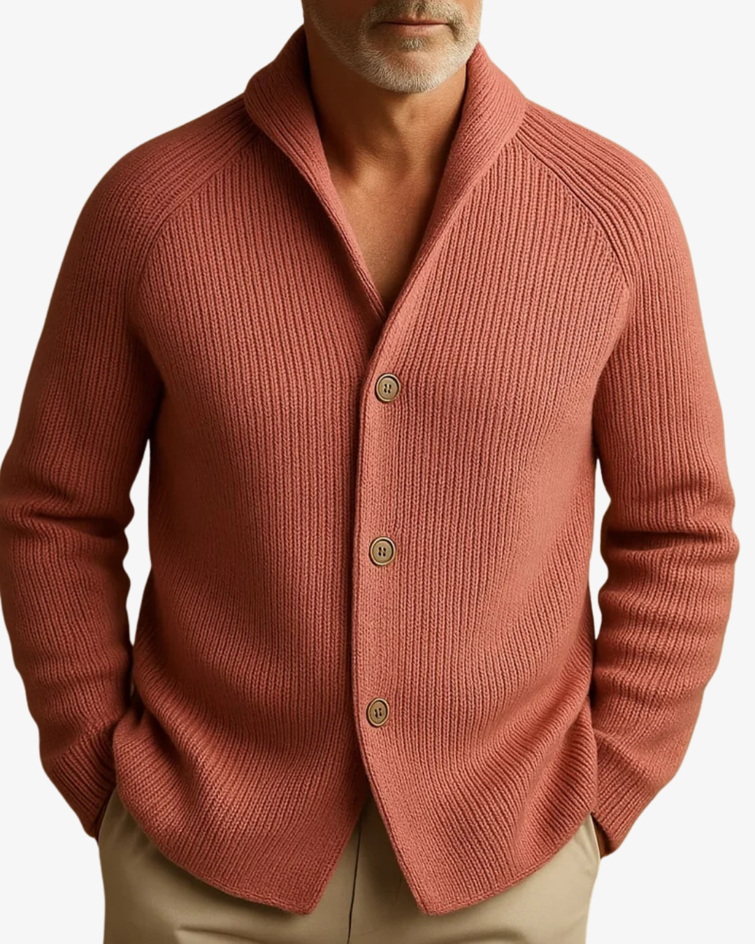Refined black tailored men's cardigan, button-front for sophisticated layering in business or casual settings.