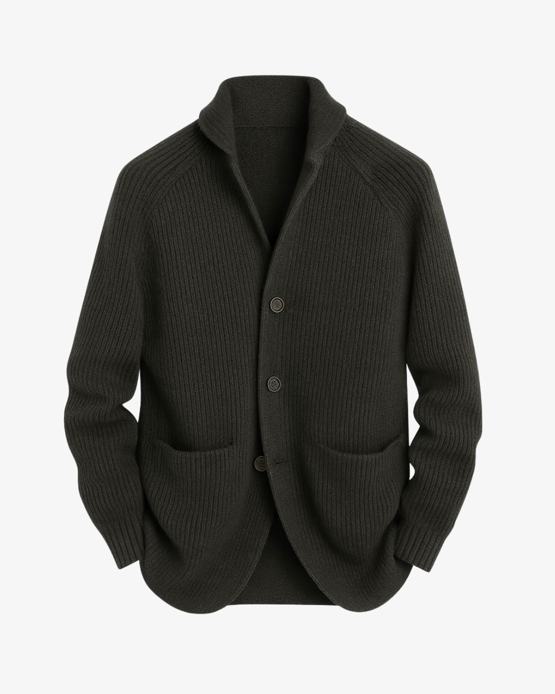 Men's tailored button-front cardigan in grey, perfect for smart casual or professional layering.