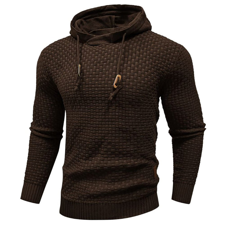 Extra warm men's waffle hoodie, ideal for chilly weather and cozy winter essentials.