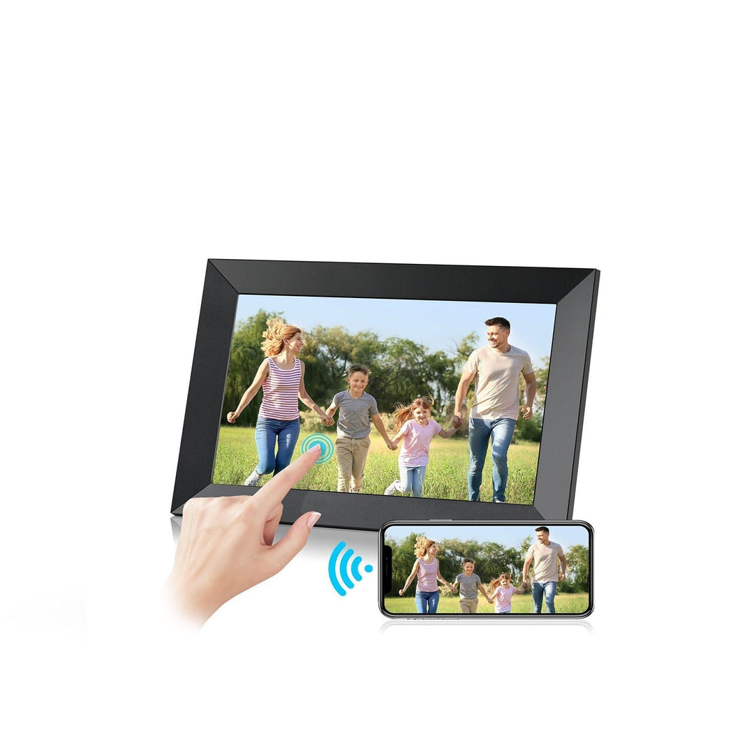 10.1-Inch HD touchscreen WiFi digital photo frame displaying vibrant images, ideal for showcasing memories with modern featur