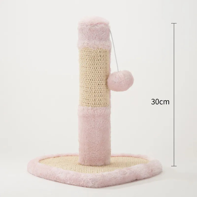 Star & heart patterned cat scratching post. Sisal pet scratcher with toy for claw care & play.