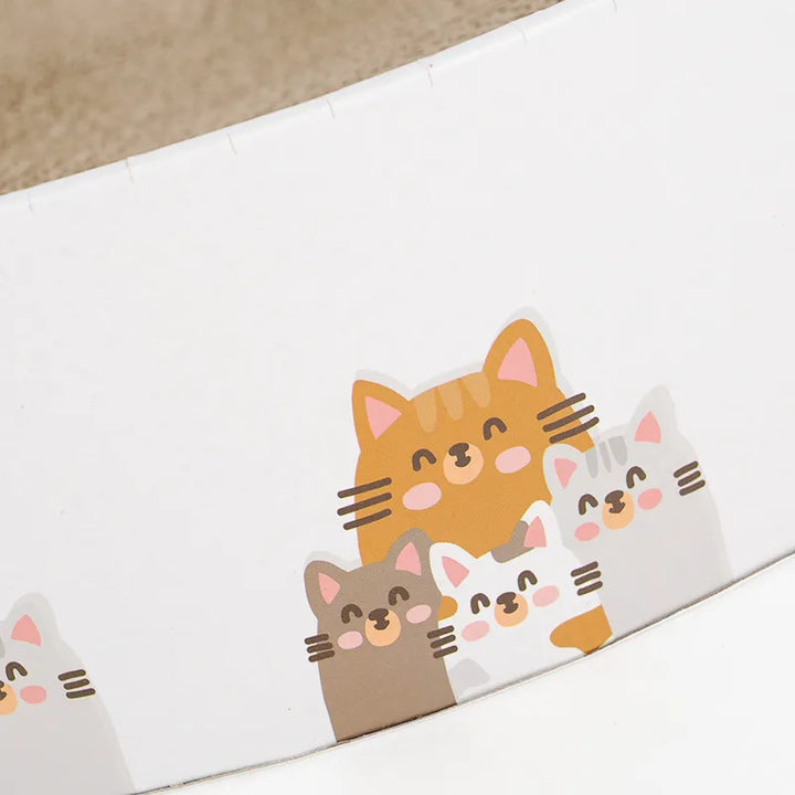 A round cardboard cat scratch mat, providing entertainment, claw care, and furniture protection.