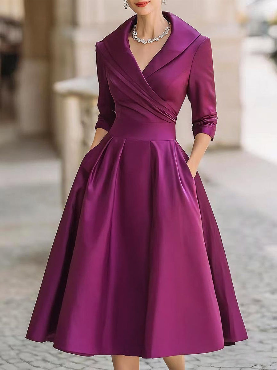 Beautiful A-line midi dress for women, a perfect choice for elegant special occasions & evening parties.