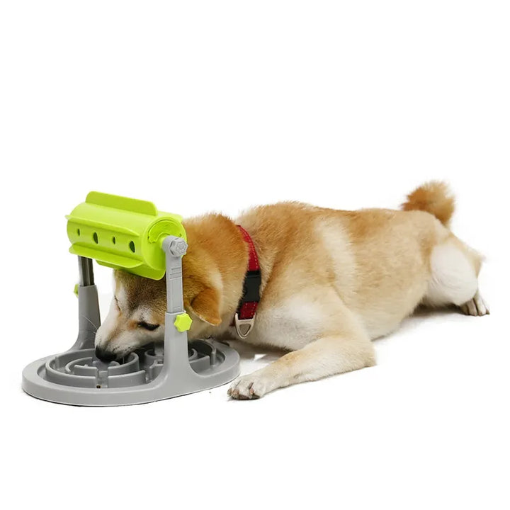 Mental stimulation dog feeder toy. Promotes slow eating & interactive play for pet health & training.