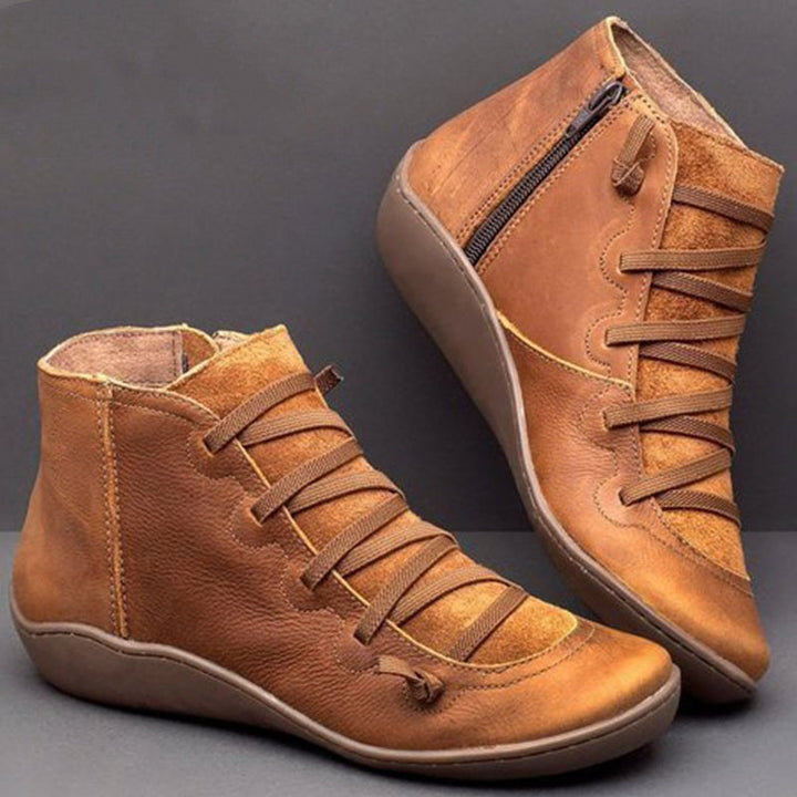 All-season women's ankle boots, orthopaedic PU leather with zip for easy wear & comfort.