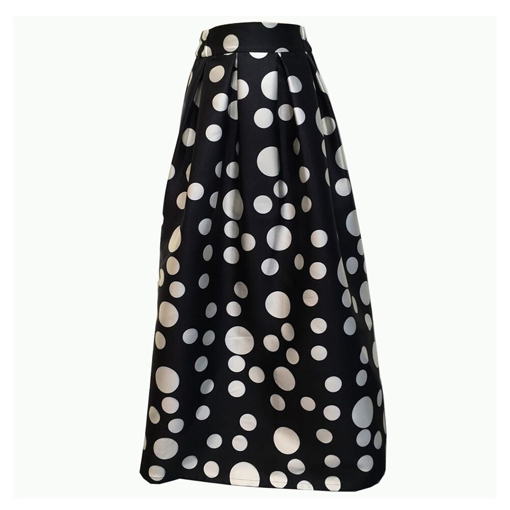 Chic women's elegant polka dot A-line skirt, perfect for a sophisticated look, office or special events.