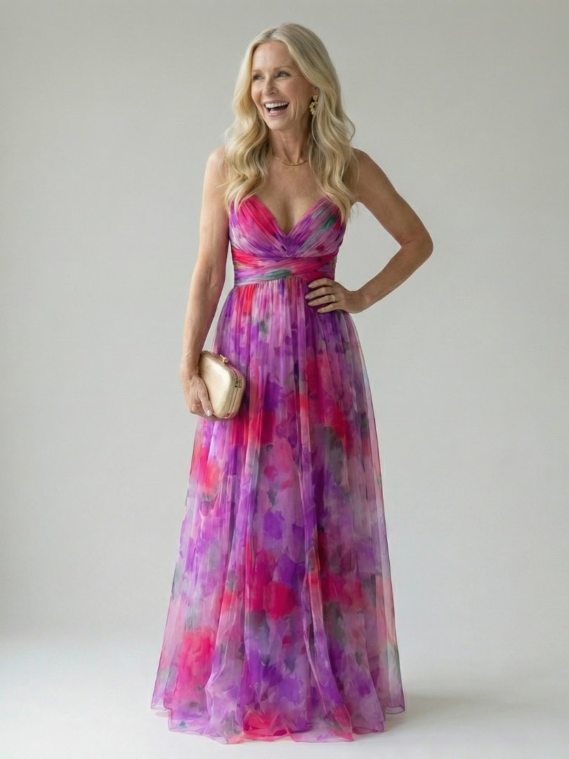 Flowing sleeveless wrap maxi dress, comfortable for summer, stylish women's wear.