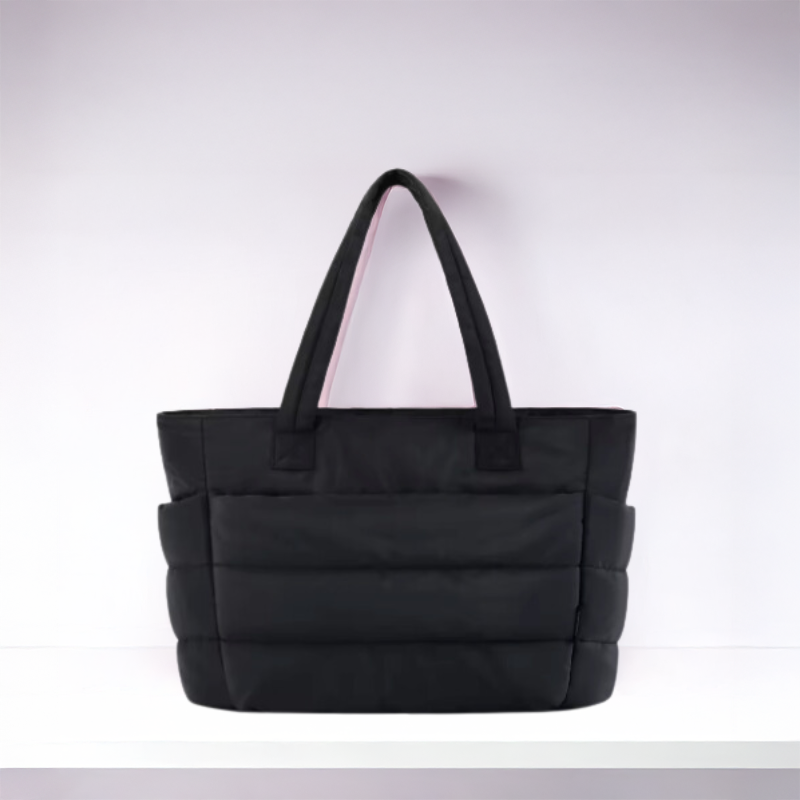 Versatile puffy tote bag for women, lightweight & spacious, suitable for daily errands & travel.