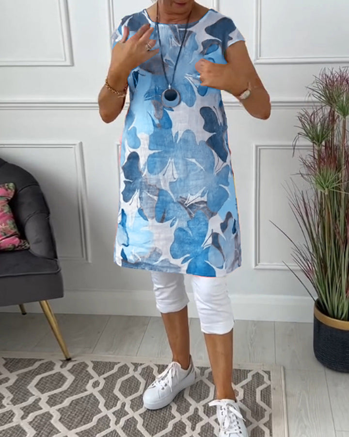 Women's elegant floral everyday dress, knee-length, perfect for casual spring/summer style.