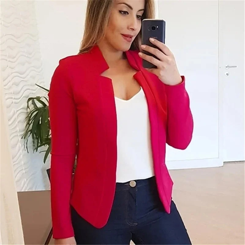 Crisp white women's slim fit blazer. Chic & versatile elegant jacket, ideal for professional or casual wear.
