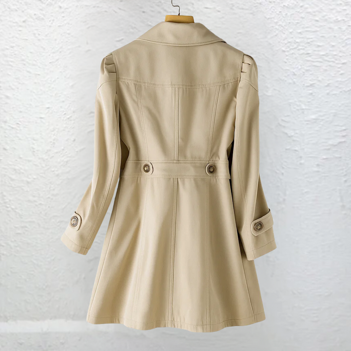 Women's vintage trench collar coat. Classic, versatile outerwear for all seasons. Elegant and sophisticated style.