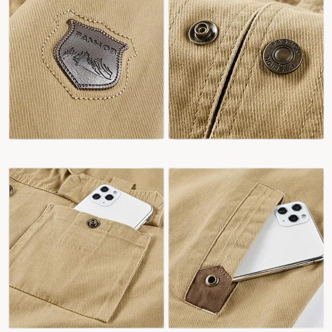 Essential men's cargo jacket, durable outerwear for cool fall & winter days, suitable for versatile everyday use.