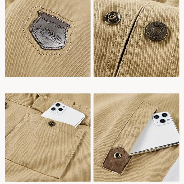 Essential men's cargo jacket, durable outerwear for cool fall & winter days, suitable for versatile everyday use.