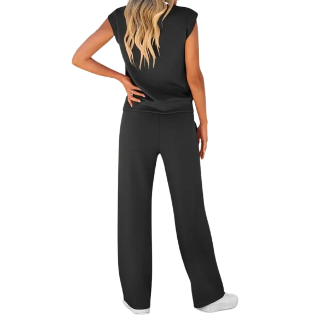 Women's stylish casual summer lounge co-ord set. Soft, breathable fabric ensures comfort for any warm weather day.