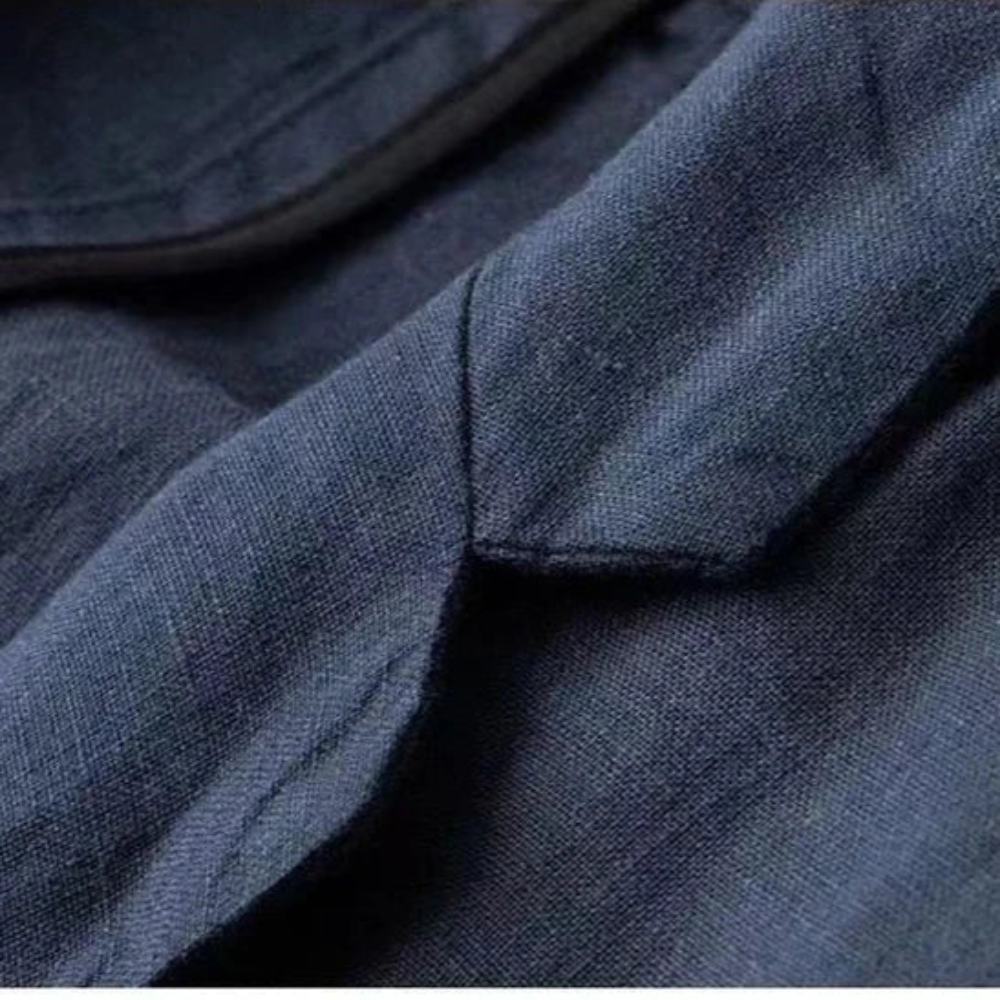 Descriptive image of a men's button cardigan and trouser set, suitable for various casual occasions.
