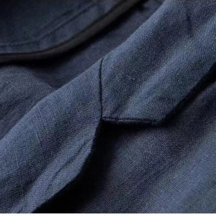 Descriptive image of a men's button cardigan and trouser set, suitable for various casual occasions.