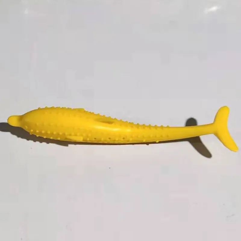 Interactive silicone whale chew toy for small dogs & puppies. Gentle dental cleaning & engaging playtime.
