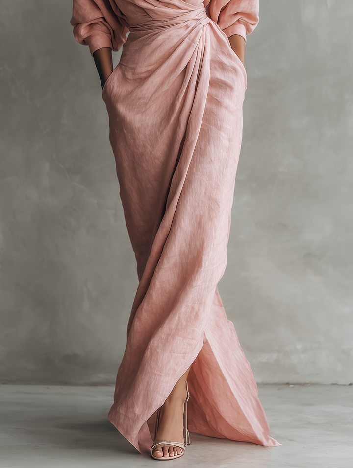Women's versatile mid-sleeve maxi wrap dress, perfect as a casual summer dress or elegant vacation wear.