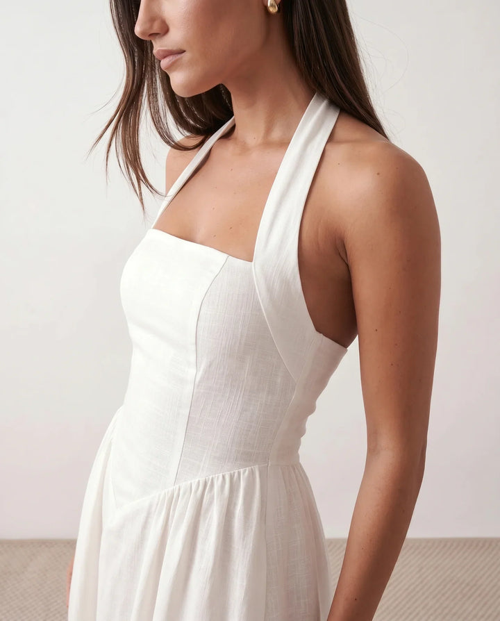Stunning women's Beatrix maxi evening dress. Formal A-line halter gown, ideal occasion wear or party dress.