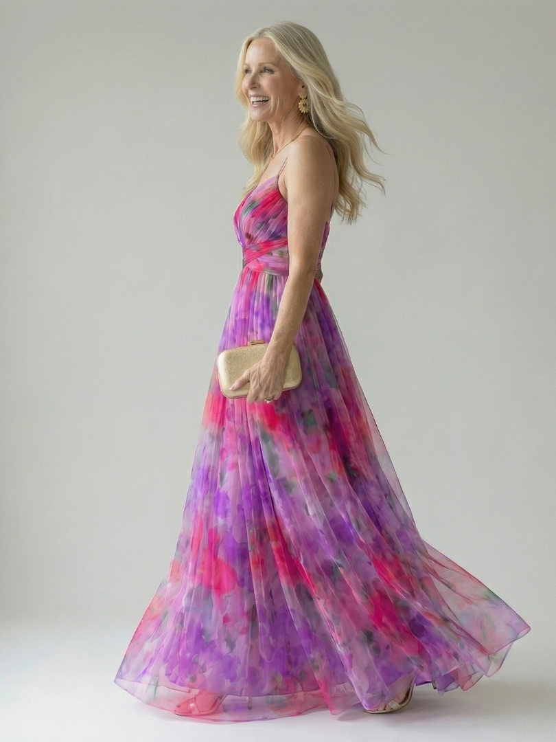 Soft v-neck wrap maxi dress, casual and elegant, essential women's summer fashion.