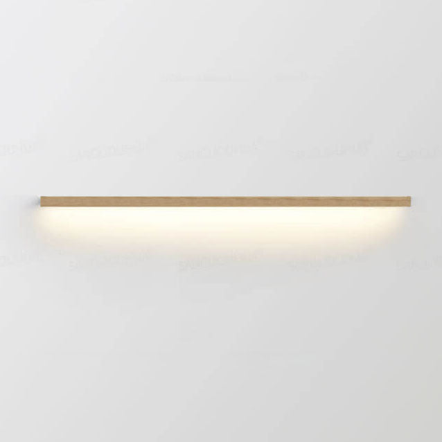 Chic wooden wall lamp, providing a warm ambient glow and enhancing any minimalist interior.