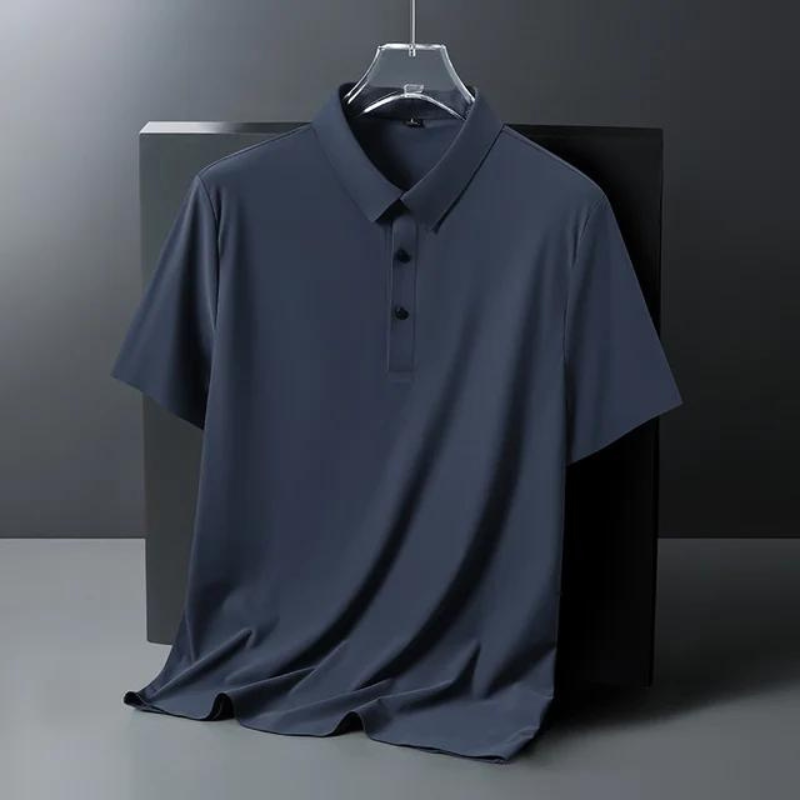 White men's classic polo shirt, an elegant short sleeve top for sophisticated casual wear.