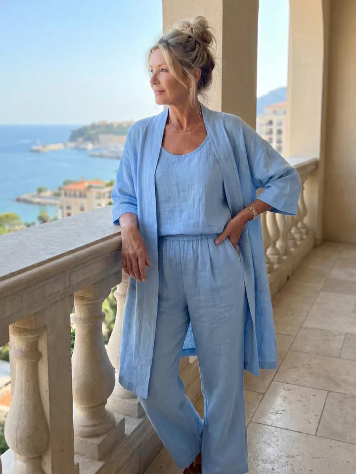 Chic ladies' two-piece set, perfect for casual summer outfits & travel comfort.