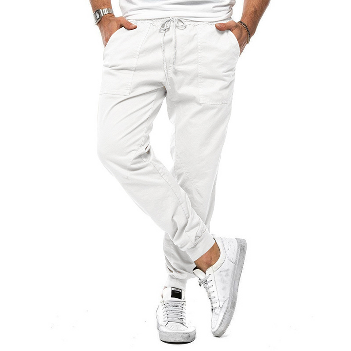 Stylish men's chino trousers. Elegant and comfortable, these smart business casual pants offer a modern silhouette.