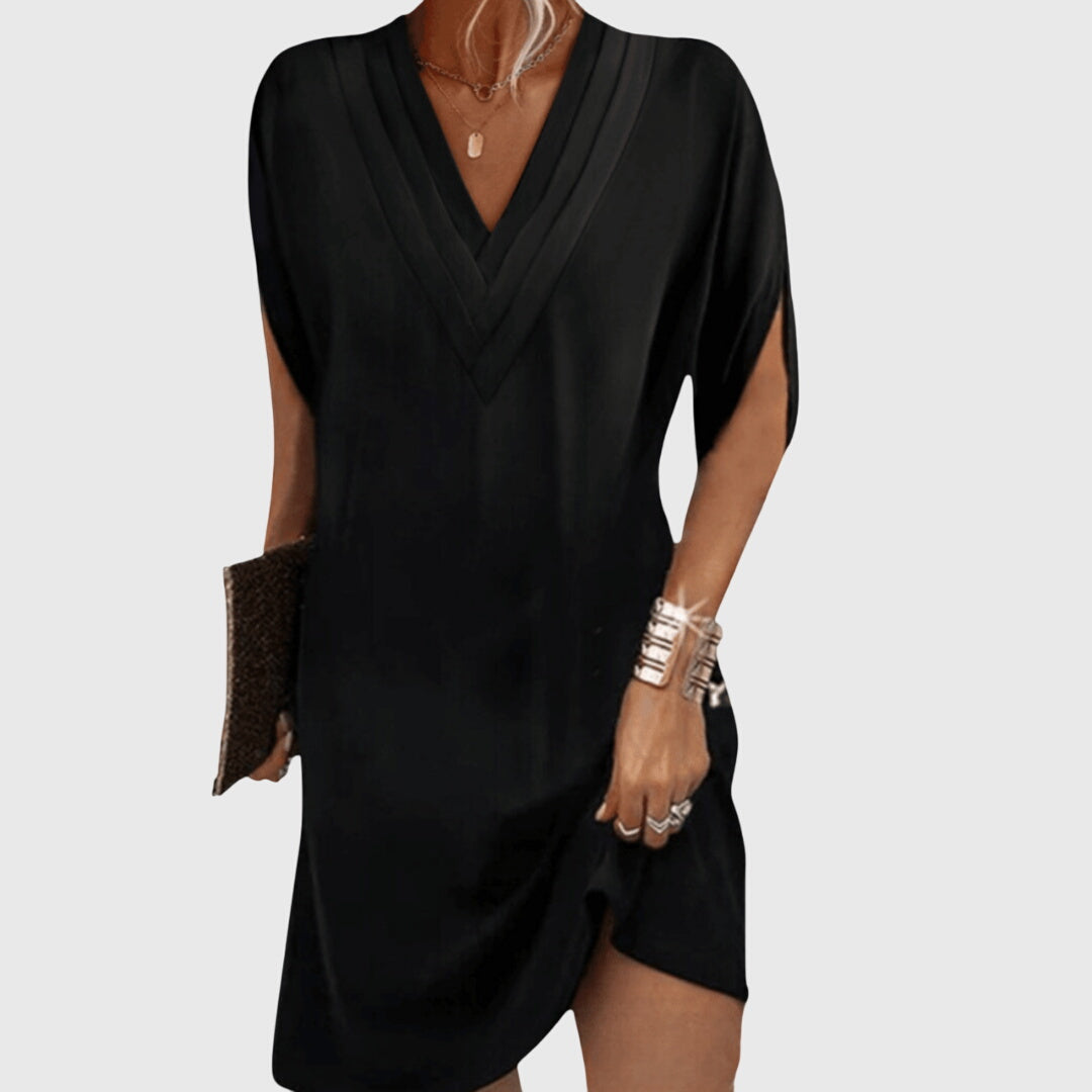 Elegant women's V-neck midi dress with tummy control for a flattering, comfortable fit. Perfect for summer.