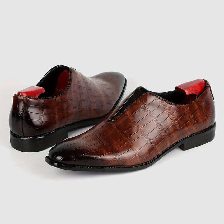 Men's Stone Pattern Leather Oxford Shoes