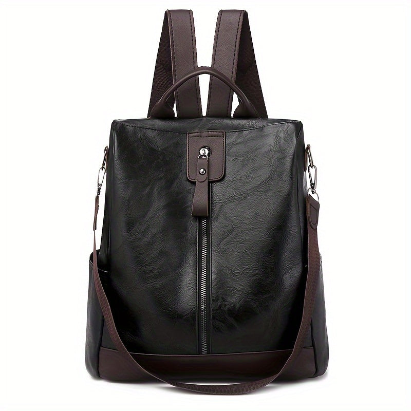 Elegant black women's anti-theft backpack. Chic urban fashion security bag, perfect for stylish safety.