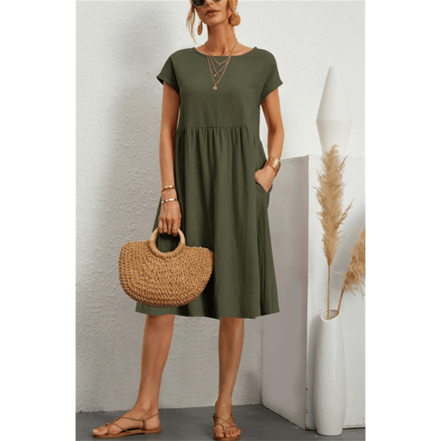 Women's Cotton Linen Midi Dress