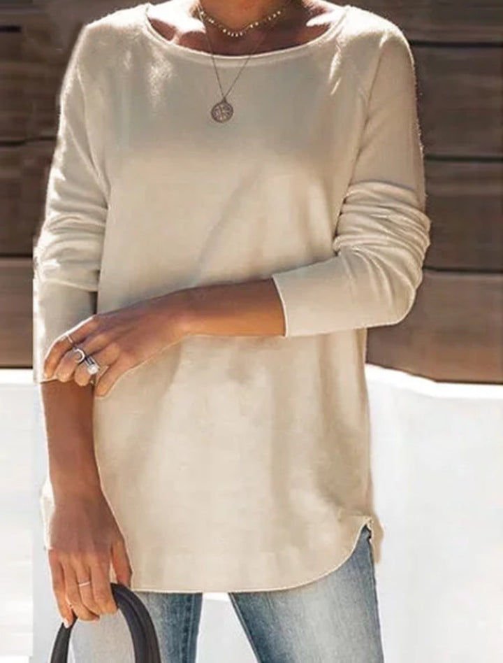 Soft feel ladies' long sleeve wide neckline top, ultimate comfort and relaxed fit.