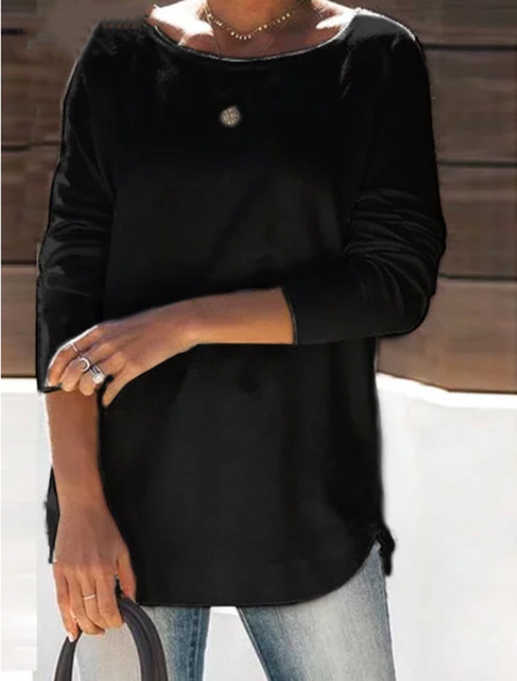 Relaxed fit long sleeve wide neck top, perfect for women's casual everyday wear.