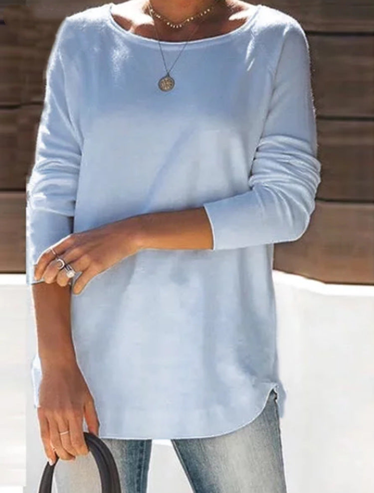 Enjoy comfort in this women's long sleeve wide neck top, perfect for casual days.