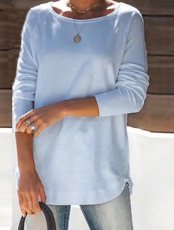 Enjoy comfort in this women's long sleeve wide neck top, perfect for casual days.