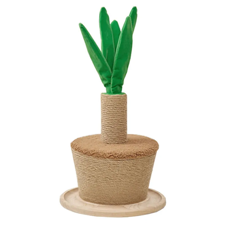 Sisal cat scratching post provides durable claw care for cats, integrating as stylish pet furniture with plant design.