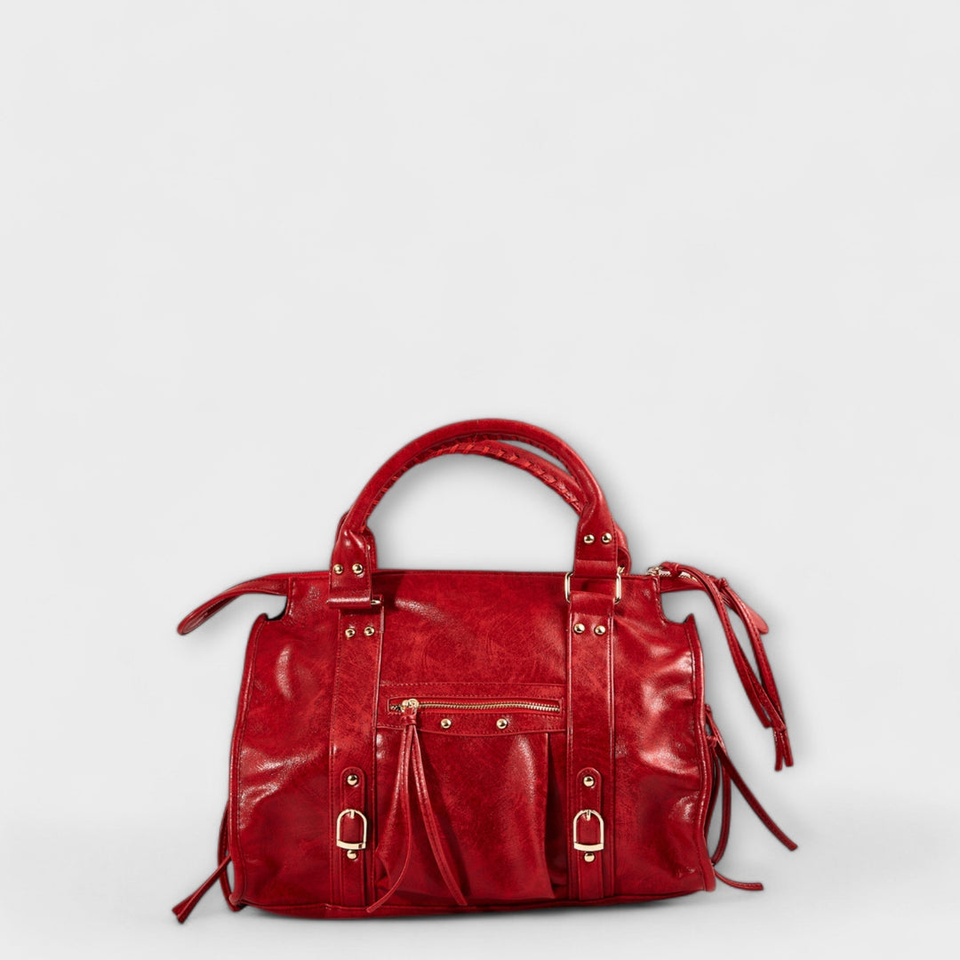Professional black vegan leather work bag for women, a spacious laptop tote with detachable shoulder strap.