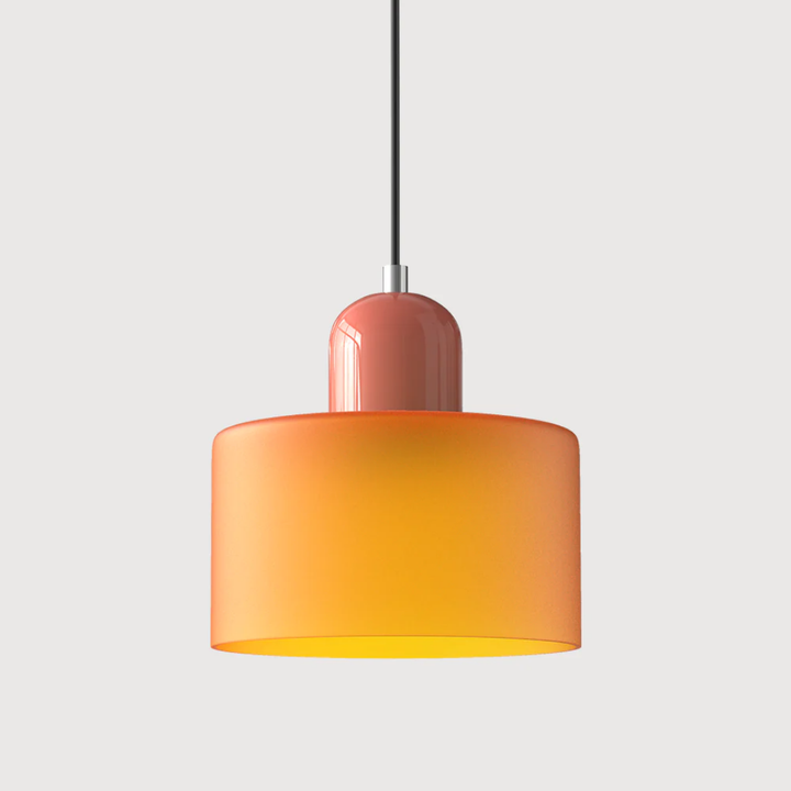 Stylish retro glass hanging light, adjustable cord, enhances any room's decor.