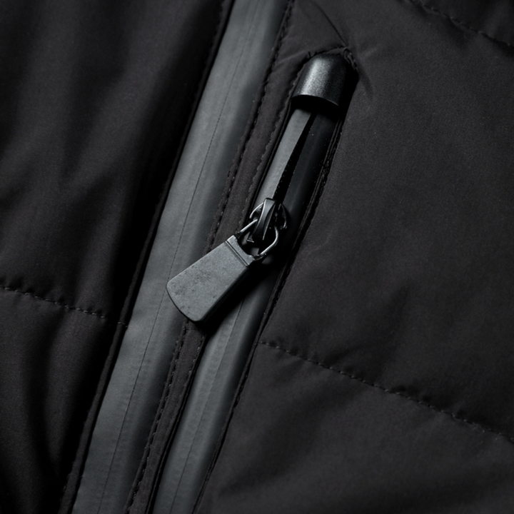 Black women's belted puffer jacket, a fashionable & warm winter coat, ideal for cold weather outerwear.