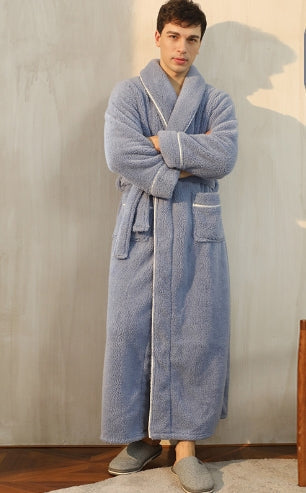 Luxurious plush over-knee bathrobe, unisex, perfect cozy winter comfort gift idea & loungewear.