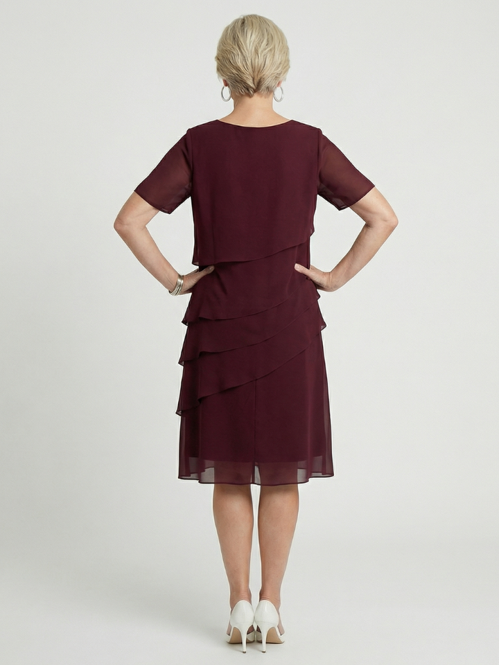 Women's Orson contour dress, knee length, with short sleeves, perfect for elegant casual style.